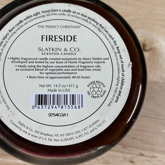 Slatkin & Co Scented Candle Fireside 3 Wick Jar With Lid New Without Box - Picture 5 of 5